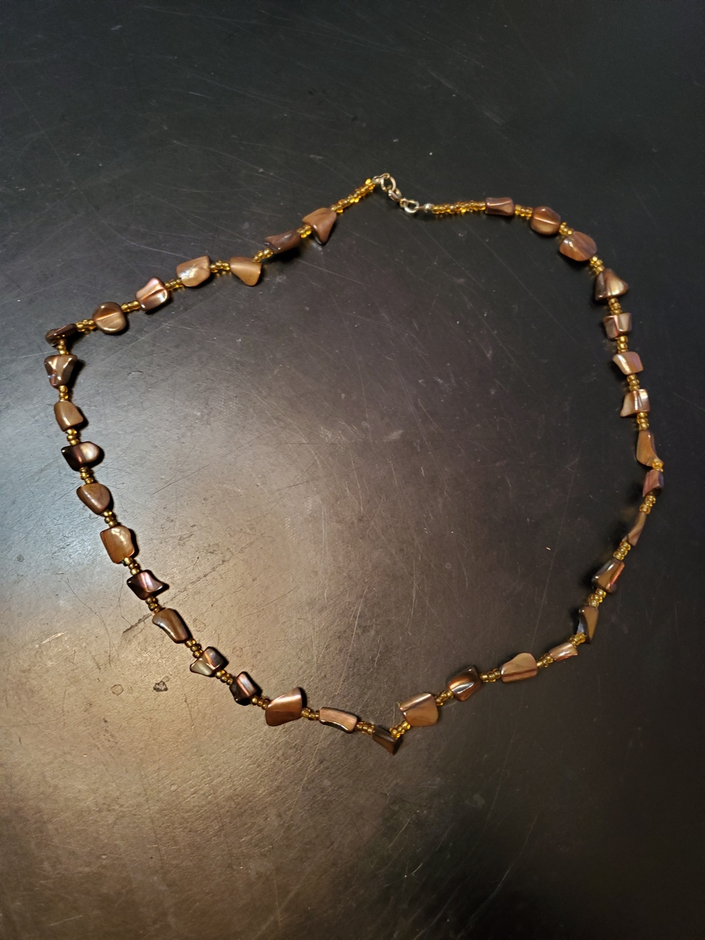 Women's Brown Mother Of‎ Pearl Shell Nuggets On A Necklace Jewelry